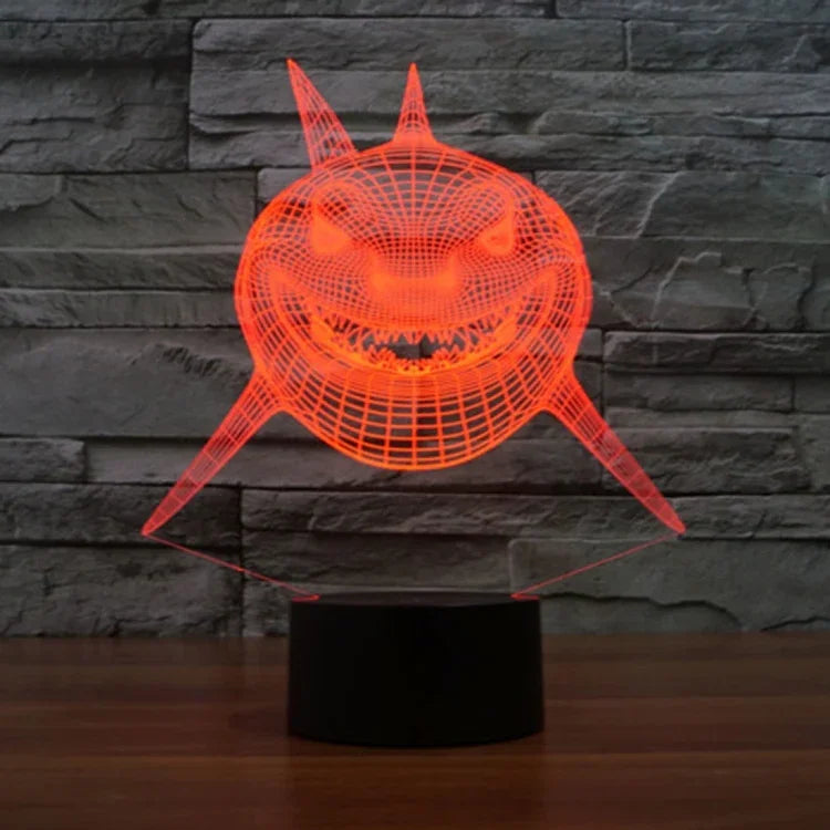 Lâmpada de Secretária Estéreo Visual Criativa com Descoloração de 7 Cores, Luz Noturna, Estilo Tubarão de Frente