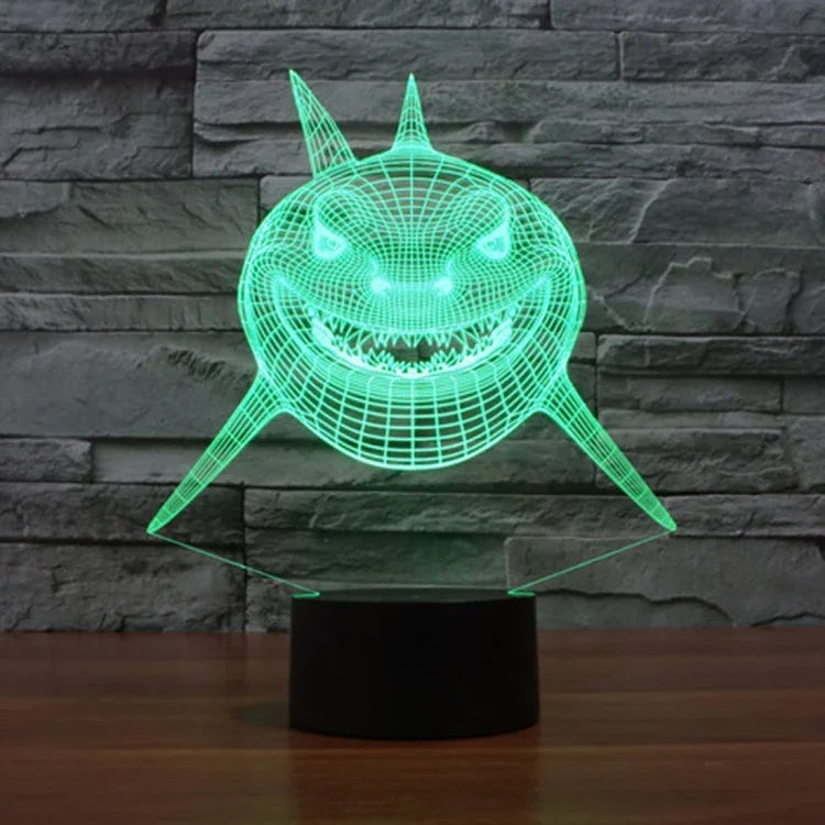 Lâmpada de Secretária Estéreo Visual Criativa com Descoloração de 7 Cores, Luz Noturna, Estilo Tubarão de Frente