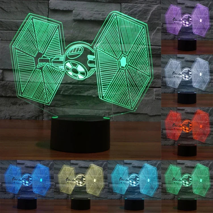 Lâmpada de Secretária Estéreo Visual Criativa com Descoloração de 7 Cores, Luz Noturna, Estilo TIE Fighter