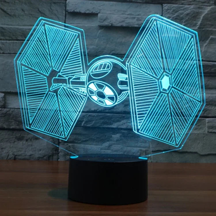 Lâmpada de Secretária Estéreo Visual Criativa com Descoloração de 7 Cores, Luz Noturna, Estilo TIE Fighter