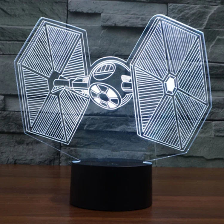 Lâmpada de Secretária Estéreo Visual Criativa com Descoloração de 7 Cores, Luz Noturna, Estilo TIE Fighter