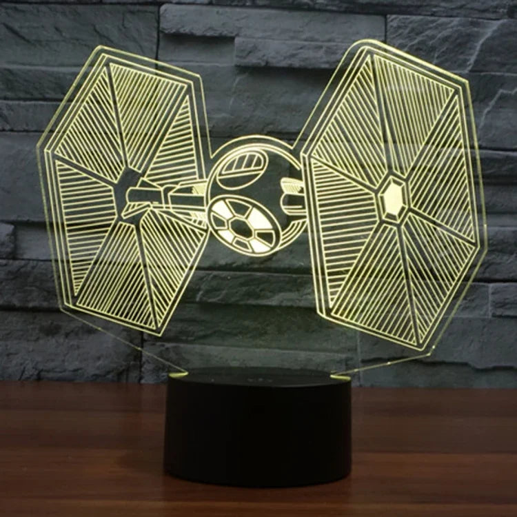 Lâmpada de Secretária Estéreo Visual Criativa com Descoloração de 7 Cores, Luz Noturna, Estilo TIE Fighter
