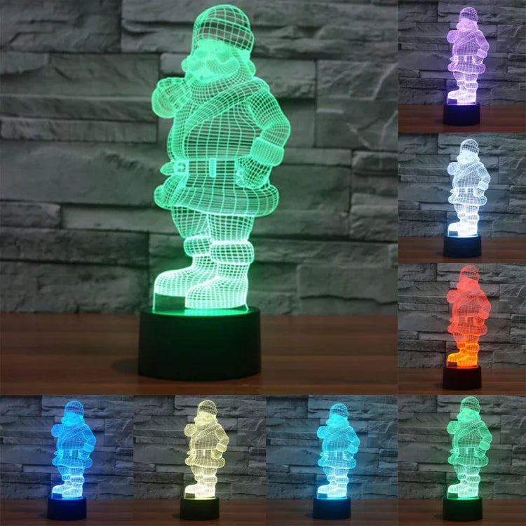 Lâmpada de Secretária Criativa Visual Estéreo com Descoloração de 7 Cores, Luz Noturna, Estilo Pai Natal