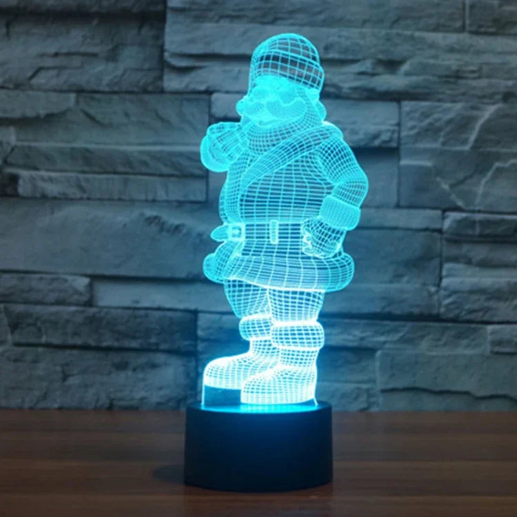 Lâmpada de Secretária Criativa Visual Estéreo com Descoloração de 7 Cores, Luz Noturna, Estilo Pai Natal