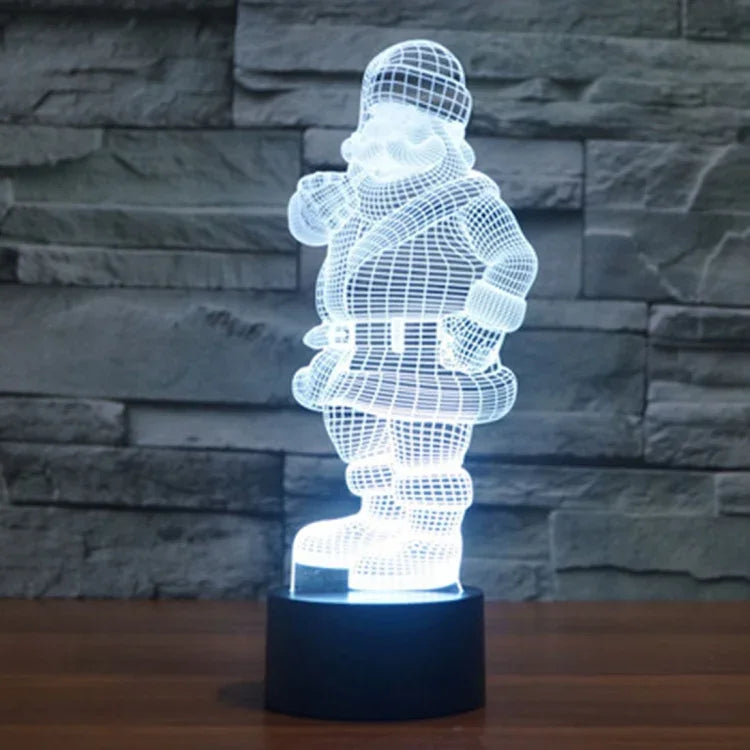 Lâmpada de Secretária Criativa Visual Estéreo com Descoloração de 7 Cores, Luz Noturna, Estilo Pai Natal