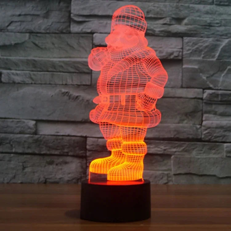 Lâmpada de Secretária Criativa Visual Estéreo com Descoloração de 7 Cores, Luz Noturna, Estilo Pai Natal