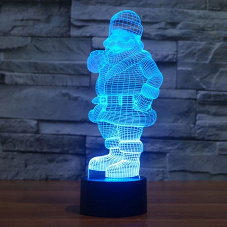 Lâmpada de Secretária Criativa Visual Estéreo com Descoloração de 7 Cores, Luz Noturna, Estilo Pai Natal