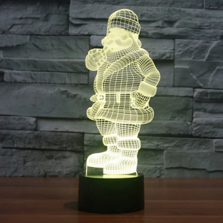 Lâmpada de Secretária Criativa Visual Estéreo com Descoloração de 7 Cores, Luz Noturna, Estilo Pai Natal