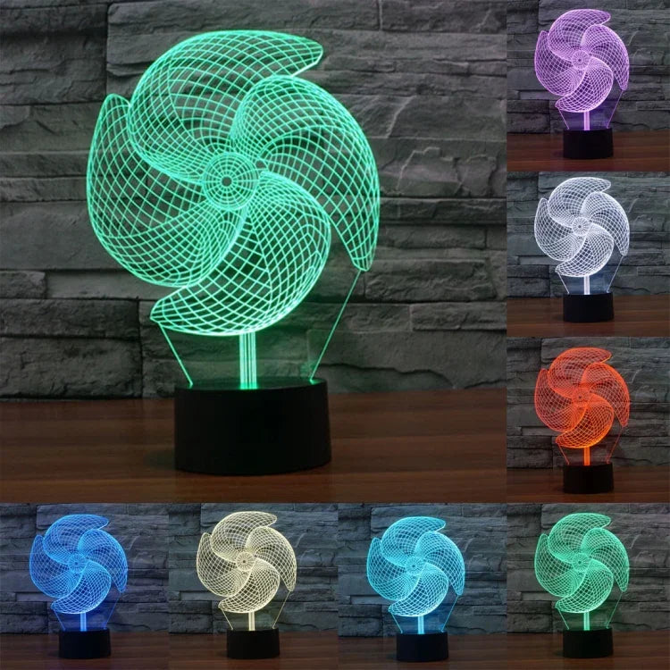 Lâmpada de Secretária Criativa Visual Estéreo com Descoloração de 7 Cores, Luz Noturna, Estilo Grande Catavento