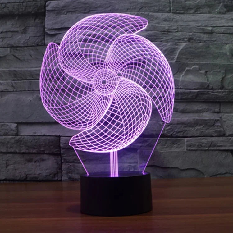 Lâmpada de Secretária Criativa Visual Estéreo com Descoloração de 7 Cores, Luz Noturna, Estilo Grande Catavento