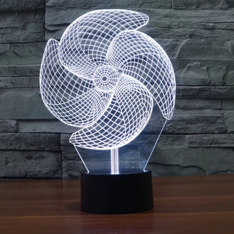 Lâmpada de Secretária Criativa Visual Estéreo com Descoloração de 7 Cores, Luz Noturna, Estilo Grande Catavento