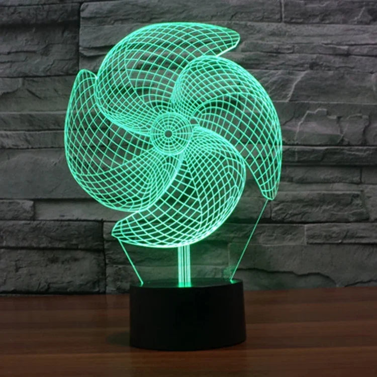 Lâmpada de Secretária Criativa Visual Estéreo com Descoloração de 7 Cores, Luz Noturna, Estilo Grande Catavento