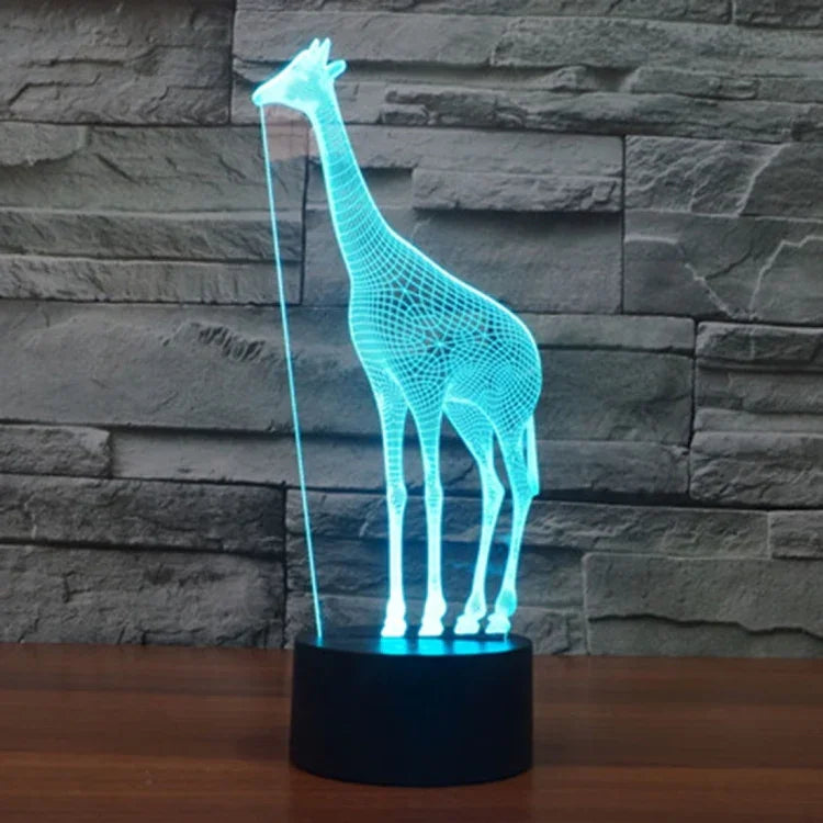 Lâmpada de Secretária Criativa Visual Estéreo com Descoloração de 7 Cores, Luz Noturna, Estilo Girafa