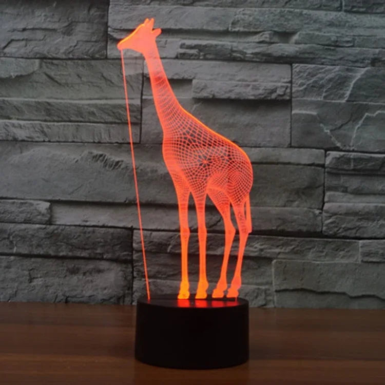 Lâmpada de Secretária Criativa Visual Estéreo com Descoloração de 7 Cores, Luz Noturna, Estilo Girafa
