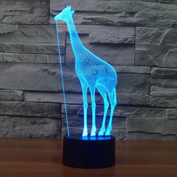 Lâmpada de Secretária Criativa Visual Estéreo com Descoloração de 7 Cores, Luz Noturna, Estilo Girafa