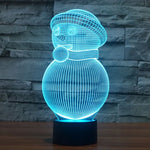 Lâmpada de Secretária Criativa Visual Estéreo com Descoloração de 7 Cores, Luz Noturna, Estilo Boneco de Neve