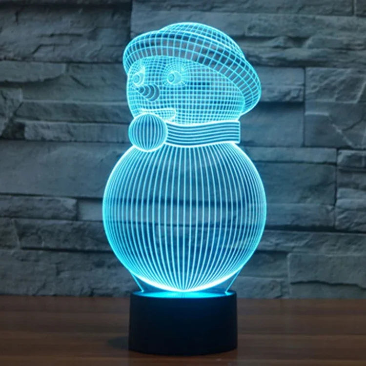 Lâmpada de Secretária Criativa Visual Estéreo com Descoloração de 7 Cores, Luz Noturna, Estilo Boneco de Neve