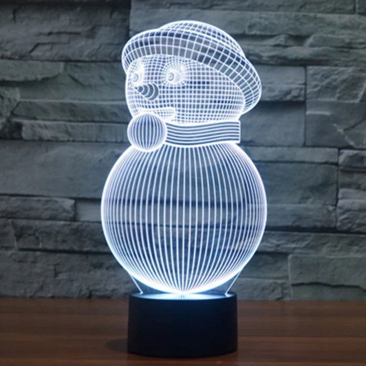 Lâmpada de Secretária Criativa Visual Estéreo com Descoloração de 7 Cores, Luz Noturna, Estilo Boneco de Neve