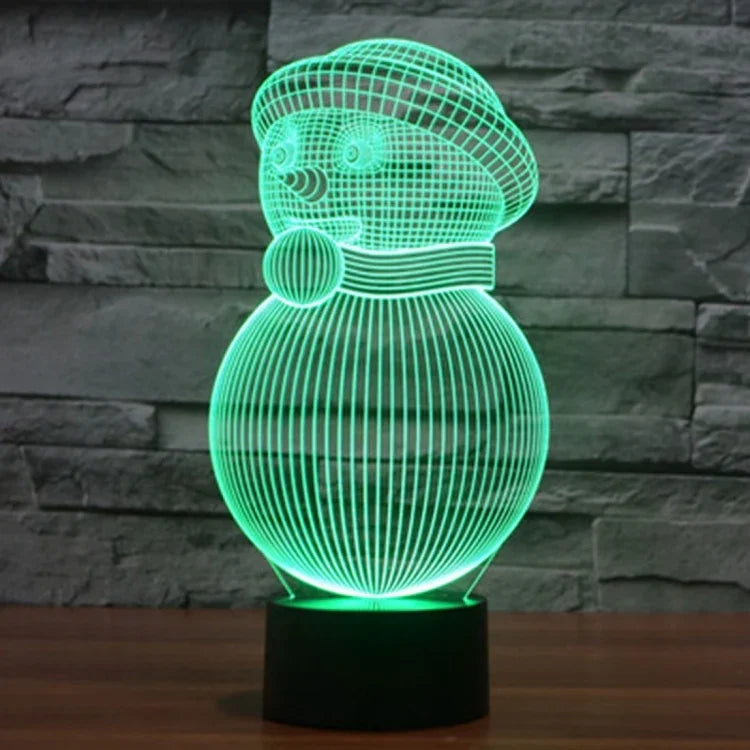 Lâmpada de Secretária Criativa Visual Estéreo com Descoloração de 7 Cores, Luz Noturna, Estilo Boneco de Neve