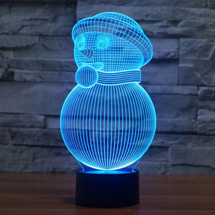 Lâmpada de Secretária Criativa Visual Estéreo com Descoloração de 7 Cores, Luz Noturna, Estilo Boneco de Neve