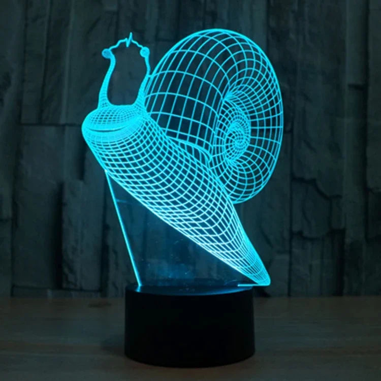 Lâmpada de Secretária Criativa Visual Estéreo com Descoloração de 7 Cores, Luz Noturna, Estilo Caracol