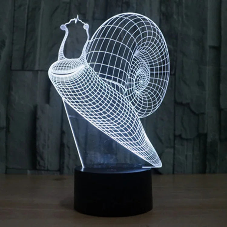 Lâmpada de Secretária Criativa Visual Estéreo com Descoloração de 7 Cores, Luz Noturna, Estilo Caracol