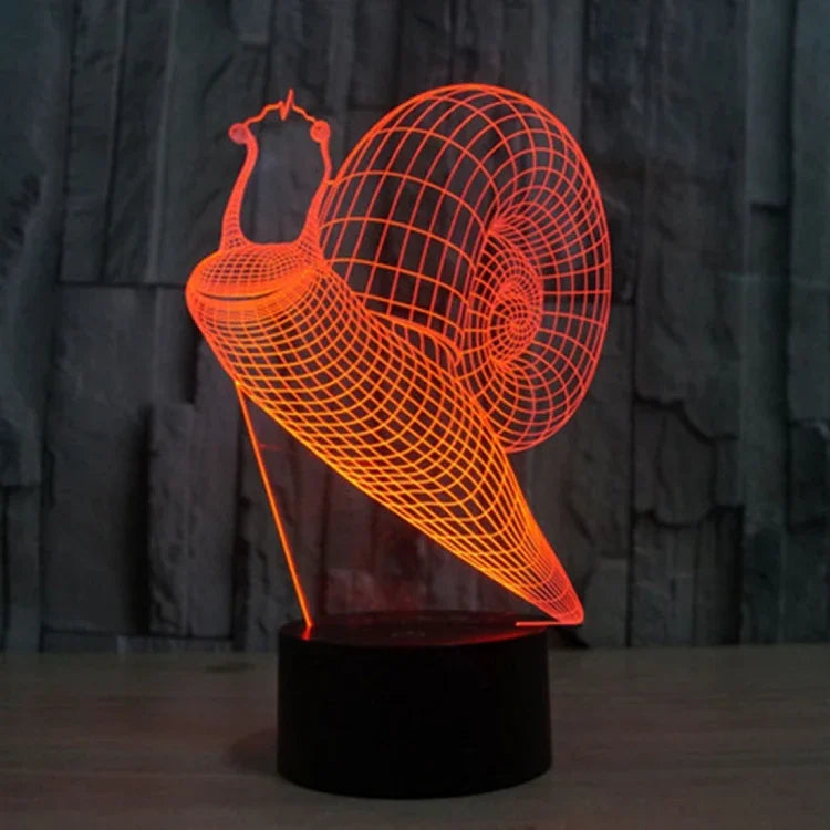 Lâmpada de Secretária Criativa Visual Estéreo com Descoloração de 7 Cores, Luz Noturna, Estilo Caracol