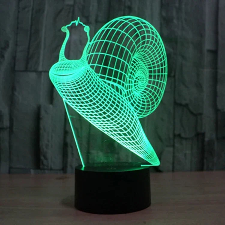 Lâmpada de Secretária Criativa Visual Estéreo com Descoloração de 7 Cores, Luz Noturna, Estilo Caracol