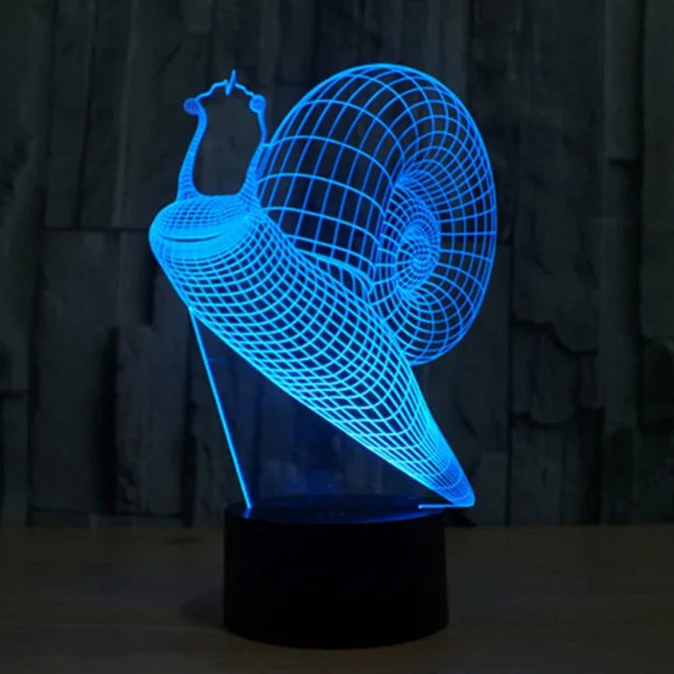Lâmpada de Secretária Criativa Visual Estéreo com Descoloração de 7 Cores, Luz Noturna, Estilo Caracol