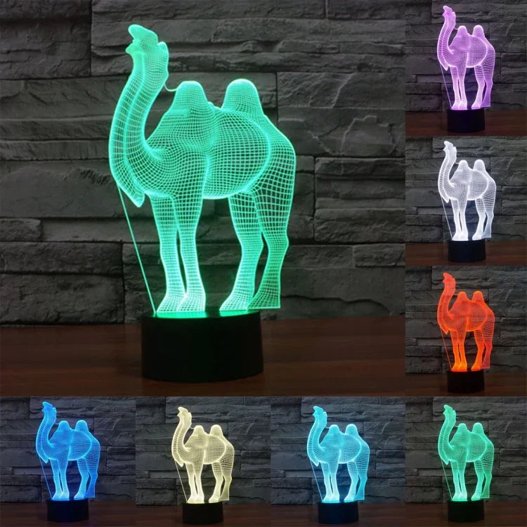 Lâmpada de Secretária Criativa Visual Estéreo com Descoloração de 7 Cores, Luz Noturna, Estilo Camelo