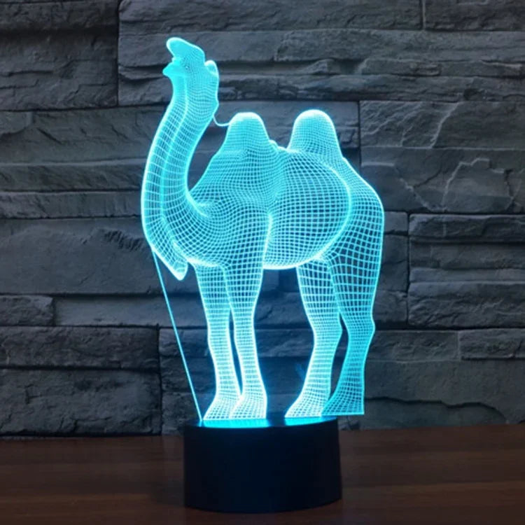 Lâmpada de Secretária Criativa Visual Estéreo com Descoloração de 7 Cores, Luz Noturna, Estilo Camelo