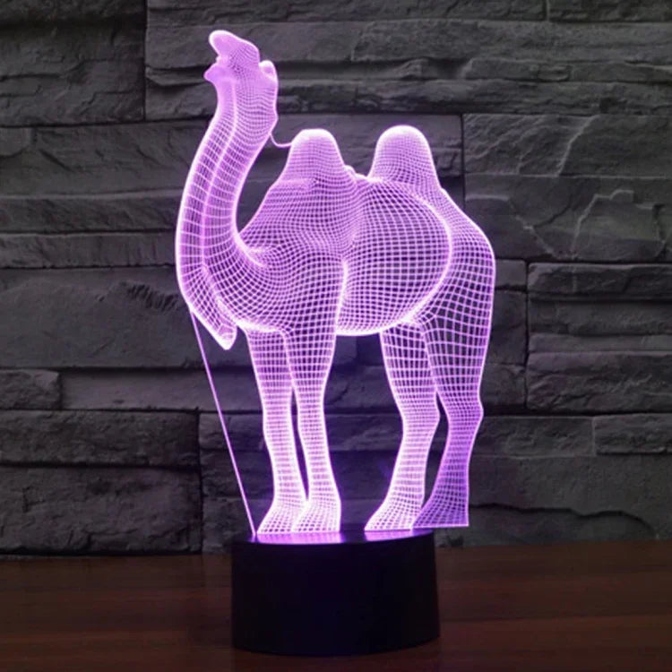 Lâmpada de Secretária Criativa Visual Estéreo com Descoloração de 7 Cores, Luz Noturna, Estilo Camelo