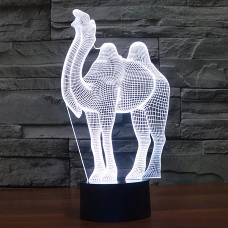Lâmpada de Secretária Criativa Visual Estéreo com Descoloração de 7 Cores, Luz Noturna, Estilo Camelo
