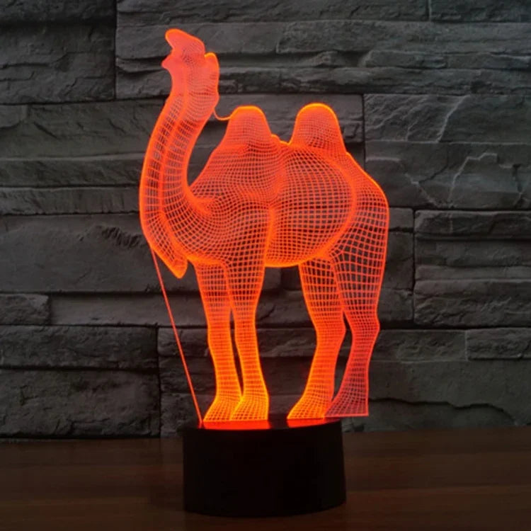 Lâmpada de Secretária Criativa Visual Estéreo com Descoloração de 7 Cores, Luz Noturna, Estilo Camelo
