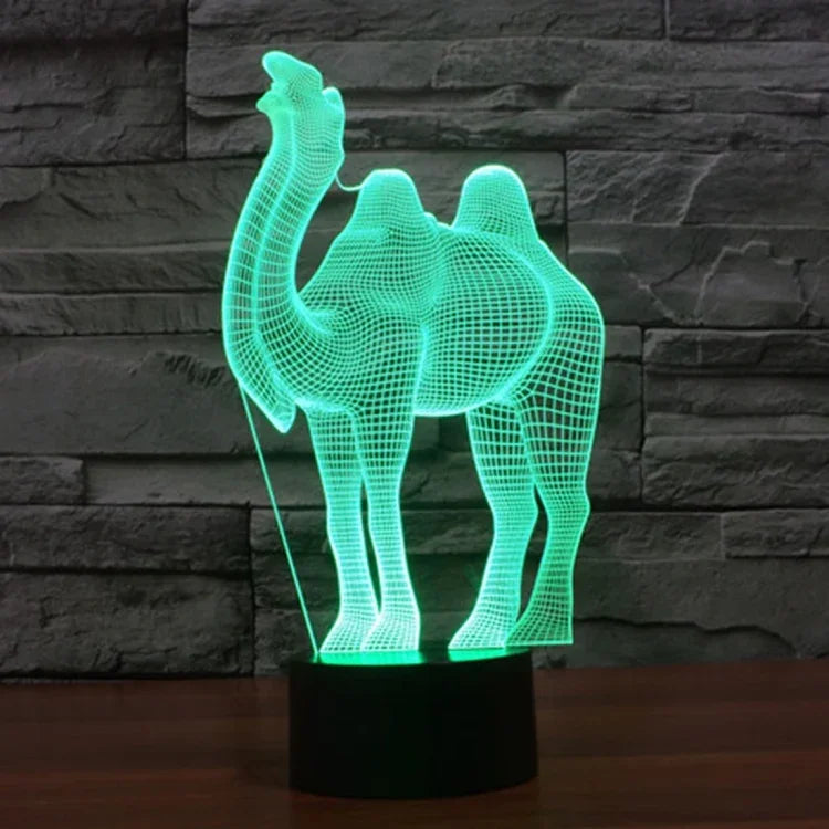 Lâmpada de Secretária Criativa Visual Estéreo com Descoloração de 7 Cores, Luz Noturna, Estilo Camelo