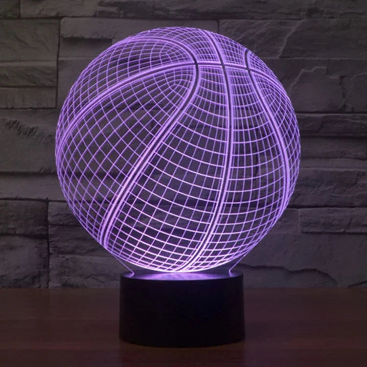 Lâmpada de Secretária Criativa Visual Estéreo com Descoloração de 7 Cores, Luz Noturna, Estilo Basquetebol