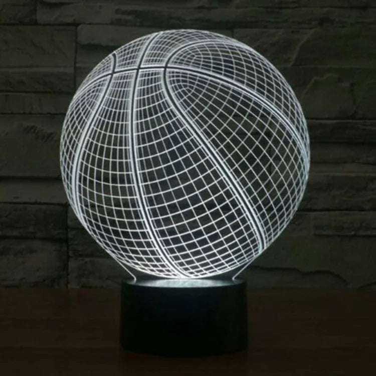Lâmpada de Secretária Criativa Visual Estéreo com Descoloração de 7 Cores, Luz Noturna, Estilo Basquetebol