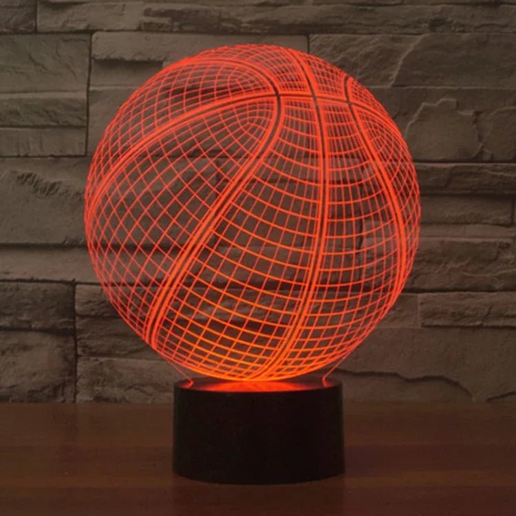 Lâmpada de Secretária Criativa Visual Estéreo com Descoloração de 7 Cores, Luz Noturna, Estilo Basquetebol