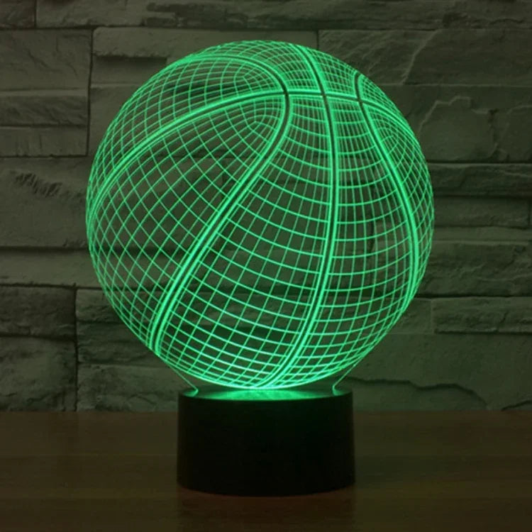 Lâmpada de Secretária Criativa Visual Estéreo com Descoloração de 7 Cores, Luz Noturna, Estilo Basquetebol