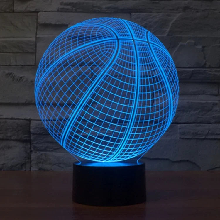 Lâmpada de Secretária Criativa Visual Estéreo com Descoloração de 7 Cores, Luz Noturna, Estilo Basquetebol