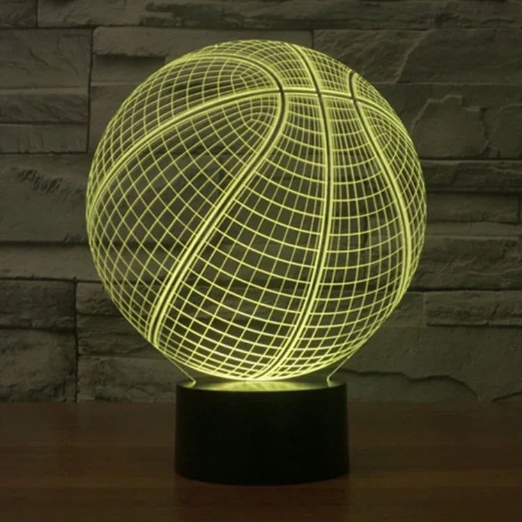 Lâmpada de Secretária Criativa Visual Estéreo com Descoloração de 7 Cores, Luz Noturna, Estilo Basquetebol
