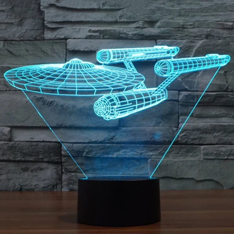 Lâmpada de Secretária Criativa Visual Estéreo com Descoloração de 7 Cores, Luz Noturna, Estilo Nave Estelar Star Trek