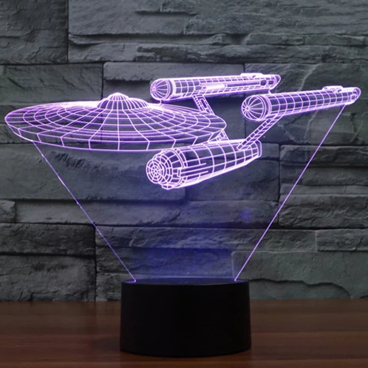 Lâmpada de Secretária Criativa Visual Estéreo com Descoloração de 7 Cores, Luz Noturna, Estilo Nave Estelar Star Trek