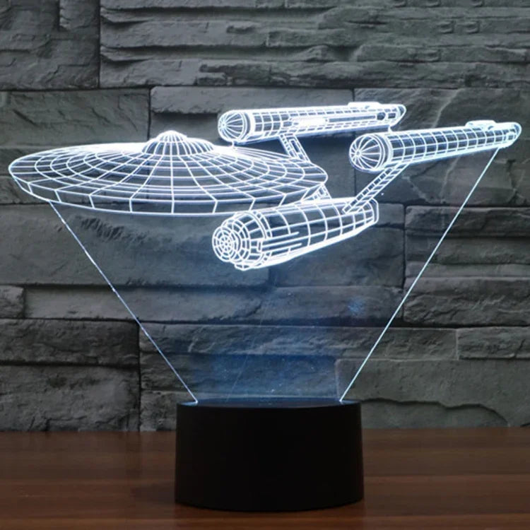 Lâmpada de Secretária Criativa Visual Estéreo com Descoloração de 7 Cores, Luz Noturna, Estilo Nave Estelar Star Trek