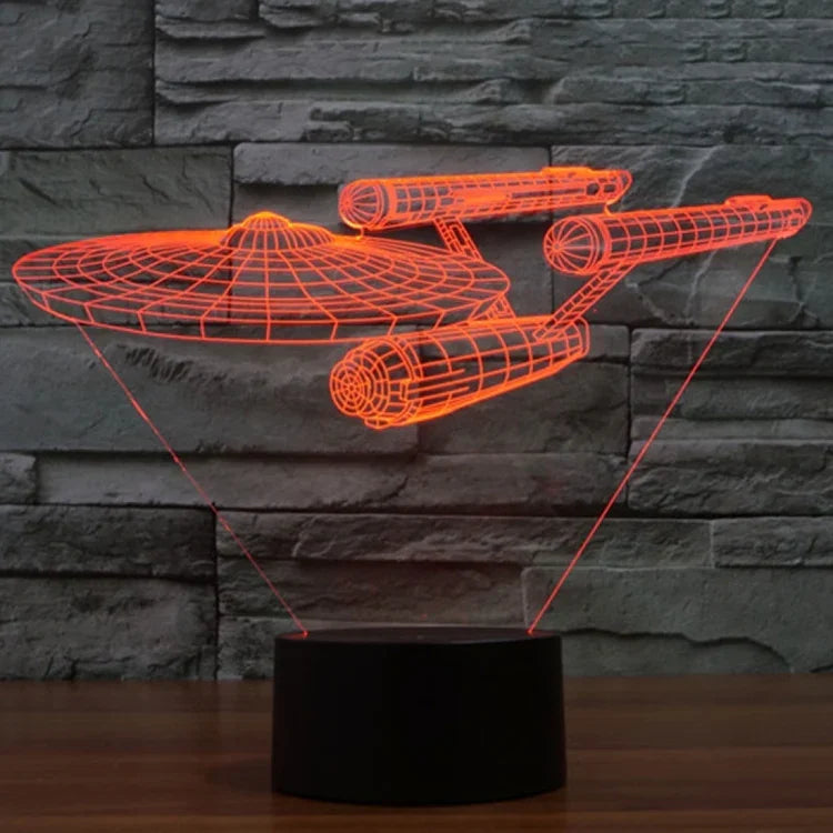 Lâmpada de Secretária Criativa Visual Estéreo com Descoloração de 7 Cores, Luz Noturna, Estilo Nave Estelar Star Trek