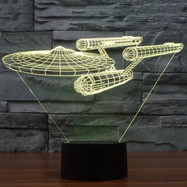 Lâmpada de Secretária Criativa Visual Estéreo com Descoloração de 7 Cores, Luz Noturna, Estilo Nave Estelar Star Trek