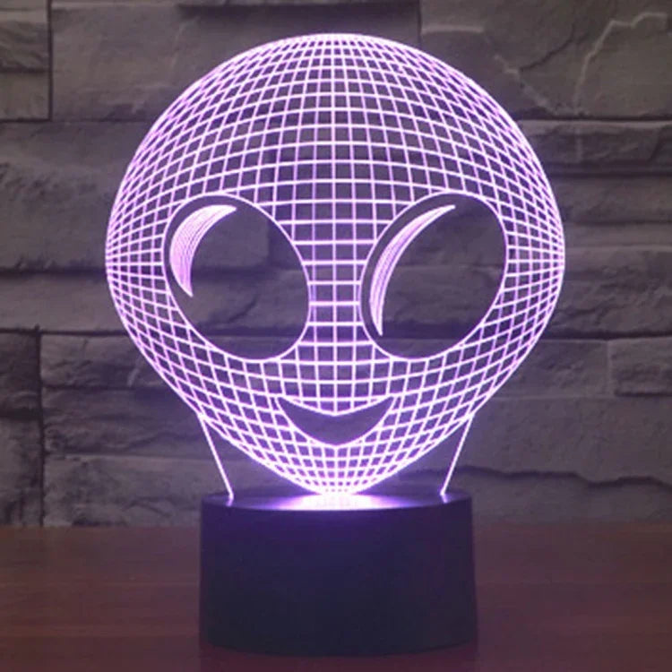 Lâmpada de Secretária Criativa Visual Estéreo com Descoloração de 7 Cores, Luz Noturna, Estilo Alienígena