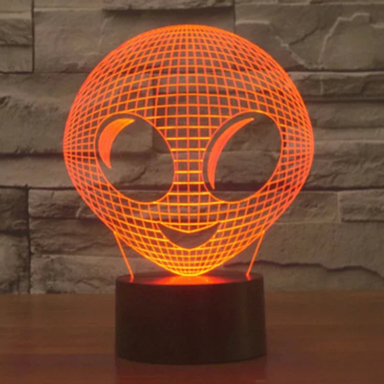 Lâmpada de Secretária Criativa Visual Estéreo com Descoloração de 7 Cores, Luz Noturna, Estilo Alienígena