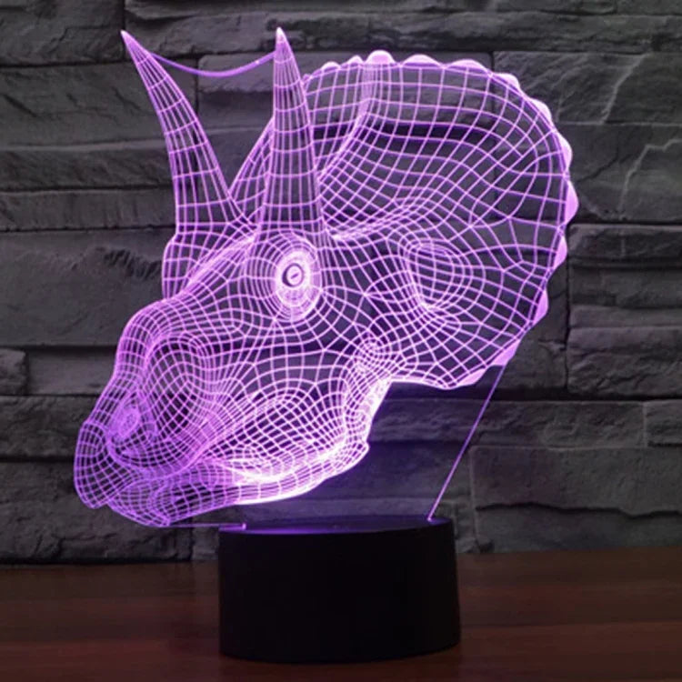 Lâmpada de Secretária Estéreo Visual Criativa com Descoloração de 7 Cores, Luz Noturna, Estilo Dinossauro