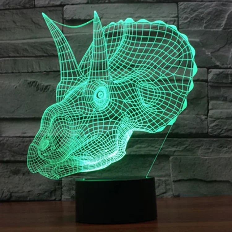 Lâmpada de Secretária Estéreo Visual Criativa com Descoloração de 7 Cores, Luz Noturna, Estilo Dinossauro